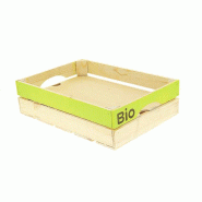 Cagette bois rectangle pm + faux fond + logo bio - Cagette bois rectangle pm + faux fond + logo bio -