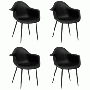 Chaises à manger lot de 4 noir PP Modèle Orion Line Plus - 338077