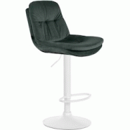 CLP Tabouret de bar Laurel velours Vert foncé/Métal blanc mat - vert textile 323965 CLP Tabouret de bar Laurel velours Vert foncé/Métal blanc mat - vert textile 323965