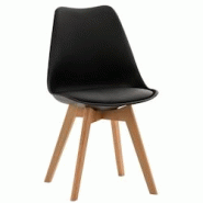 Décoshop26 - Chaise de salle à manger x1 design scandinave en plastique et PVC noir et pieds en bois clair 10_0002271 - noir 3000250932264 Décoshop26 - Chaise de salle à manger x1 design scandinave en plastique et PVC noir et pieds en bois clair 10_0002271 - noir 3000250932264