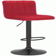 Décoshop26 - Tabouret de bar x1 pivotant hauteur réglable assise surpiqué en velours rouge et métal noir 10_0006046 - rouge métal 3000265359926