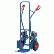 Diable escalier en acier - 5 roues - Charge 200 kg - Poignées de sécurité - 10 roues TPE Ø160 mm + 2 roues gonflables_0