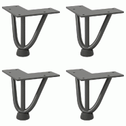 Helloshop26 - Lot de 4 pieds en épingle à cheveux pour table basse 10 cm avec patins ajustables style moderne en acier massif 02_0056729 - acier 300