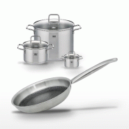 Lot de 3 Faitouts Elo Relief Solution 12/20/26 cm et Poêle 28 cm - gris 3176239959628