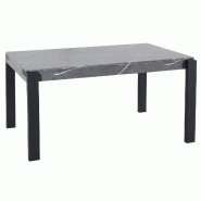 Mendler Table à manger HWC-L53, Table de cuisine Table de salle à manger, métal industriel 140x80cm ~ aspect marbre gris - gris Bois massif 99704
