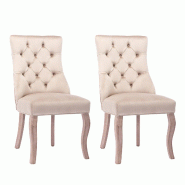 Merax Chaises de salle à manger 2 pièces. Chaise rembourrée de salon avec dossier en velours beige - beige multi-matériau WF297932AAC