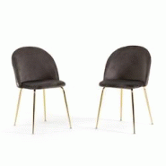 RATTATAN Lot de 2 chaises en velours avec pieds en métal, design élégant pour cuisine, salle à manger, bar ou restaurant – Sara – Gris foncé/ RATTATAN Lot de 2 chaises en velours avec pieds en métal, design élégant pour cuisine, salle à manger, bar ou restaurant – Sara – Gris foncé/