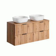 STELLAMEUBLES Ensemble salle de bain aspect bois ADEL OAK 120cm vasque à poser – Profitez de -10% ! - 3667335114610