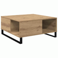 VidaXL Table basse Chêne artisanal 80 x 80 x 36,5 cm Bois d'ingénierie Modèle Luna Métal Plus - 881670