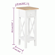 VidaXL Table d'appoint Blanc 27 x 27 x 65,5 cm Bois Modèle Luna Essence - 280057XL
