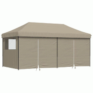 VidaXL Tente de réception pliable escamotable 4 parois latérales taupe Modèle AbriSud 313 - marron 4004954