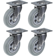 160mm 6" roulette en acier inoxydable caoutchouc gris, pivotante, 540kg, jeu de 4 160mm 6" roulette en acier inoxydable caoutchouc gris, pivotante, 540kg, jeu de 4