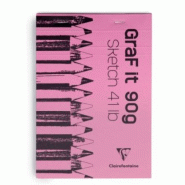 Clairefontaine Lot de 10 Bloc agrafé GRAF IT de 80 feuilles de papier croquis blanc, 90 g/m², A5, couverture rose - 3329680966718