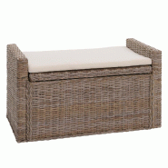 Décoshop26 - Coffre de rangement avec coussin banc coffre 88 cm en kubu rattan gris brun 04_0006459 - gris 3000261545842