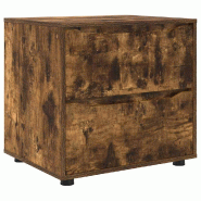 Helloshop26 - Armoire de rangement design épuré ajustable 60 x 48 x 57 cm en bois d'ingénierie chêne fumé 02_0054606 - Bois massif 3000238575735
