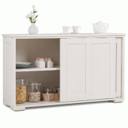 Helloshop26 - Buffet de cuisine avec 2 portes coulissantes 106,7 x 33 x 62 cm grande capacité design élégant en MDF beige 20_0010801 - beige Bois m