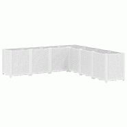 Helloshop26 - Jardinière modulable blanche 160 x 160 x 53 cm idéale pour plantes grimpantes style rotin en PP blanc 02_0047458 - blanc 3000234788337