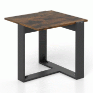 Helloshop26 - Table d'appoint carrée 50 x 50 x 50 cm avec piètement en T en métal charme industriel en bois d'ingénierie marron 20_0013810 - marro