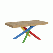 Itamoby Table Extensible 200/304X90 Cm Volantis Chêne Naturel Pieds Multicolores 4/B - marron VE200TAV4BALL-QN