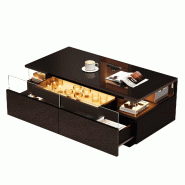 Merax Table basse LED, table basse brillante avec 2 tiroirs en acrylique, plateau et côtés en verre, 90 x 45 x 35.5 cm, noir - noir multi-matériau Merax Table basse LED, table basse brillante avec 2 tiroirs en acrylique, plateau et côtés en verre, 90 x 45 x 35.5 cm, noir - noir multi-matériau