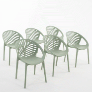 RATTATAN Set de 6 chaises en polypropylène avec fibre de verre empilables pour jardin, bar et restaurant, structure robuste et légère - Vivian - Pi