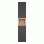 STELLAMEUBLES Colonne haute 2 portes – Finition gris cosmos – BORNEO COSMOS - 3667335107759