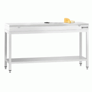 Table inox de découpe avec plan blanc - Profondeur 700 mm | Ggm - 1800_0