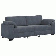 VidaXL Canapé à 3 places gris foncé 220x77x82 cm velours Modèle Avenor - 8721158691873