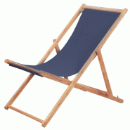VidaXL Chaise Pliable De Plage Tissu Et Cadre En Bois Bleu - bleu 44000