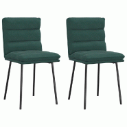 VidaXL Chaises à manger lot de 2 Vert foncé Velours Modèle Ilyana - 4101284