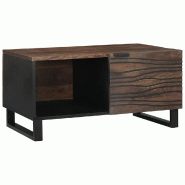 VidaXL Table basse Marron et Noir 80 x 50 x 40 cm Bois d'acacia massif Modèle Sirius Nordique - 4018012