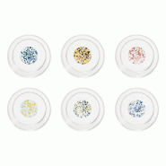 Zafferano Teca Lot De 6 Verres Tumbler Ligne Terrazzo En Verre Borosilicate Avec Décors Assortis À L'Intérieur, Double Paroi, Design Empilable Et E