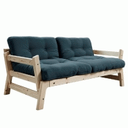 BANQUETTE CONVERTIBLE FUTON STEP PIN MASSIF COLORIS BLEU PÉTROLE COUCHAGE 70*200 CM.