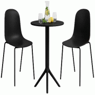 CLP Salon de jardin Torin avec 2 chaises Plastique HBT: 85x162x60 cm Noir - noir 328122