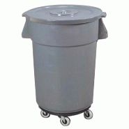 Conteneur avec couvercle + roues gris 167l Ø61,5x79,5cm