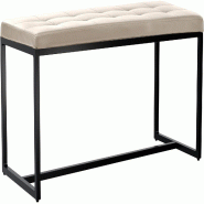 Décoshop26 - Banc d'entrée contemporain largeur 100cm à structure en métal noir assise capitonnée en similicuir crème 10_0006259 - métal 3000265475053