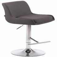 Décoshop26 - Tabouret de bar avec repose-pied design moderne en tissu gris foncé pieds en métal aspect chromé TDB10459 - gris métal 3000453369607