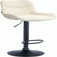 Décoshop26 - Tabouret de bar x1 pivotant forme ergonomique surpiqûres décoratives en tissu crème cadre en métal noir 10_0005766 - beige métal 30