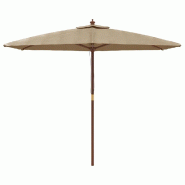 Helloshop26 - Parasol mobilier de jardin avec mât en bois 299 x 240 cm taupe 02_0008359 - Bambou 3000446747764