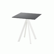 Infinity table de bistrot avec piètement blanc + plateau HPL noir 70x70 cm