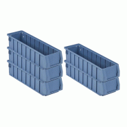 PROREGAL 5x Bac à étagères 400 SN avec étiquette & capot de protection | HxLxP 9x11,7x40cm, 2,7L | Bac à bec - bleu plastique RMK36-16