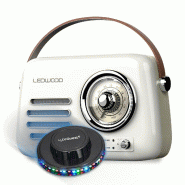 Radio Vintage portable Ledwood ALMA, FM, Bluetooth 5.3 Entrée USB, Puissance 30W Batterie 1500mAh - Retro Vintage Blanc OVNI LED - 3666638035653