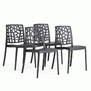 RATTATAN Lot de 4 chaises empilables en polypropylène avec fibre de verre pour jardin ou intérieur, hydrofuges et résistantes, design moderne-TRIXY