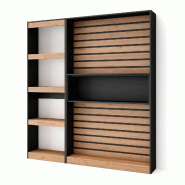SKRAUT HOME Étagère Bibliothèque, 170x186x25cm, Salon Salle à manger Bureau, Salon, Bureau, Chêne et noir - beige Bois manufacturé 82_3