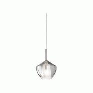 Suspension en verre borosilicate 20 x 27,5 cm, finition fumée miroir, câblage E27 inclus, série 10S48250 - Perenz - transparent 8250 SP