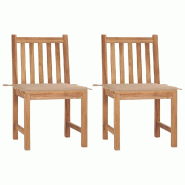 VidaXL Chaises De Jardin Lot De 2 Avec Coussins Bois De Teck Massif - beige 3062919