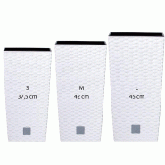 WellHome - Pack de 3 pots de fleurs 11,4/16,3/19L Rato Square coloris blanc - blanc plastique PK2532