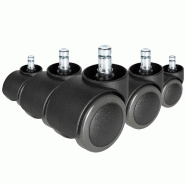 5x Roulettes pour sols durs sans frein ROLO FREE 10 mm / 50 mm (lot de 5) hjh OFFICE - noir multi-matériau 619030