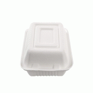 Betik Ecoline – 500 unités – Boîte repas bagasse blanc sans PFAS 2 compartiment – 22,5 x 16,5 x 6,5 cm, 1200 ml - blanc Bagasse 1011122