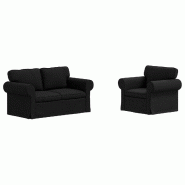 Canapé 2 pcs Noir 155 x 82 x 80 cm tissu Modèle Apex Contemporain - Matériau naturel 8721364373754